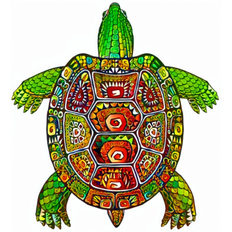 Green map turtle d wood jigsaw puzzle â winston puzzles