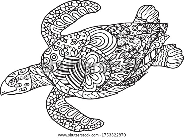 Hand drawn turtle doodle decorative flower stock vector royalty free
