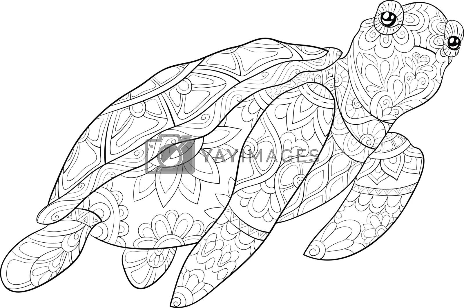 Adult coloring bookpage a cute turtle image for relaxingzen a by nonuzza vectors illustrations with unlimited downloads