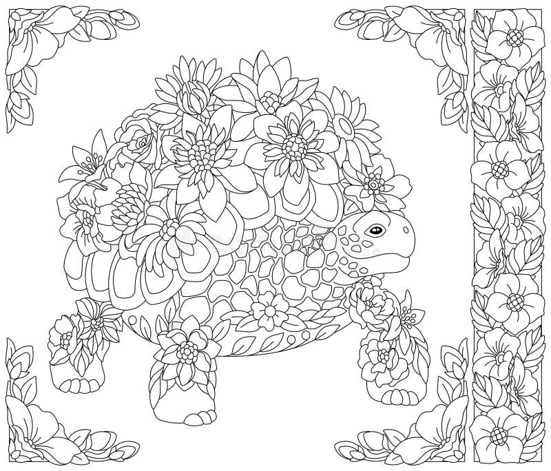 Turtle adult coloring stock illustrations â turtle adult coloring stock illustrations vectors clipart