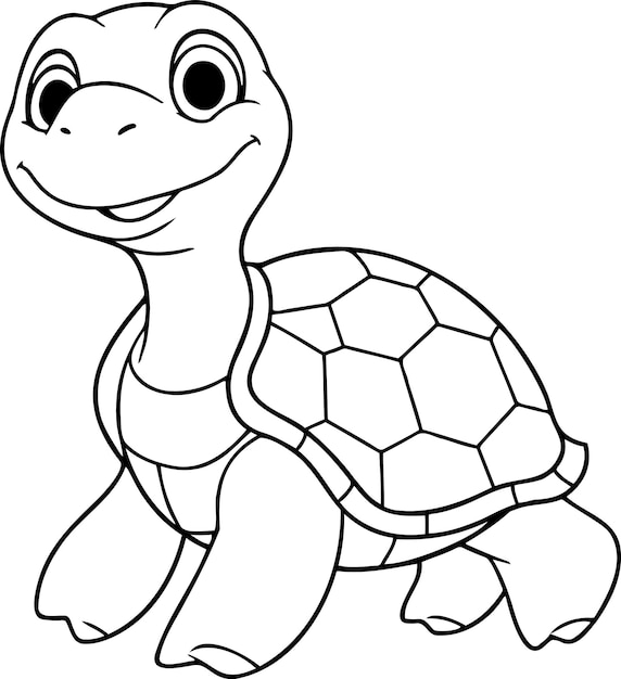 Premium vector turtle vector illustration black and white outline turtle coloring book or page for children