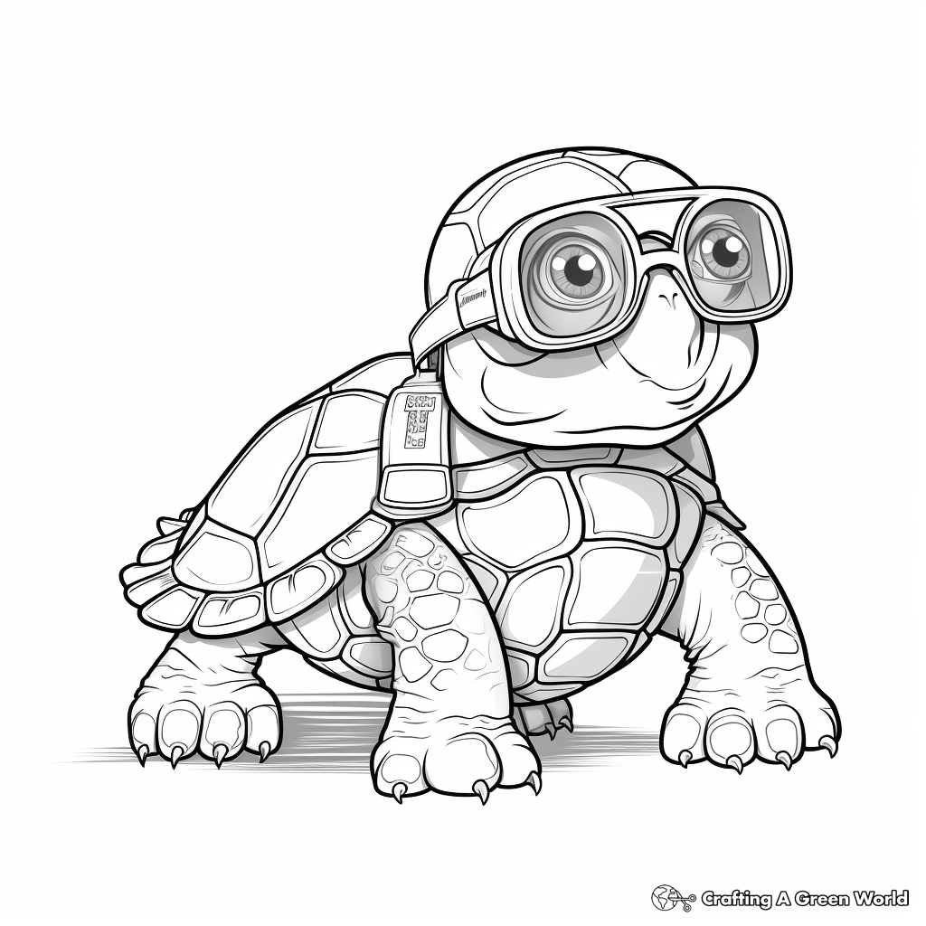 Turtle with sunglasses coloring pages