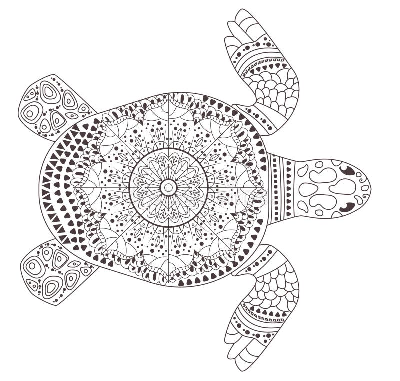 Turtle coloring page vector cartoon stock vector