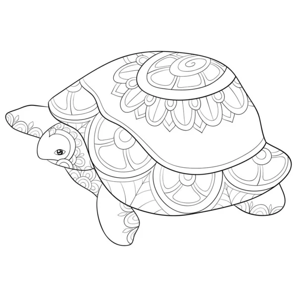Cute turtle ornaments image relaxing activity coloring book page adults stock vector by nonuzza