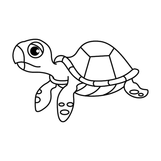 Premium vector funny turtle cartoon vector coloring page
