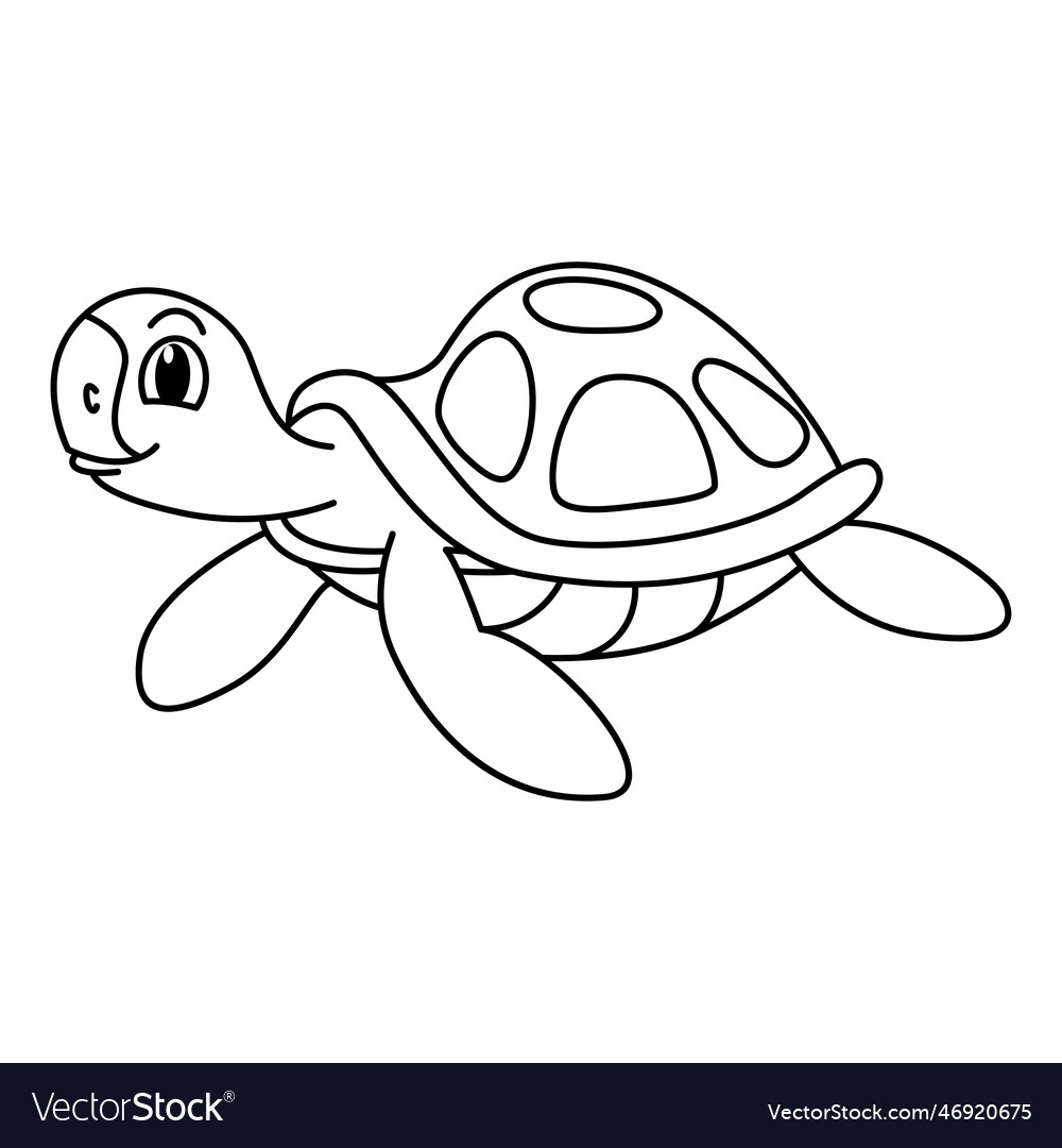 Cute turtle cartoon coloring page royalty free vector image
