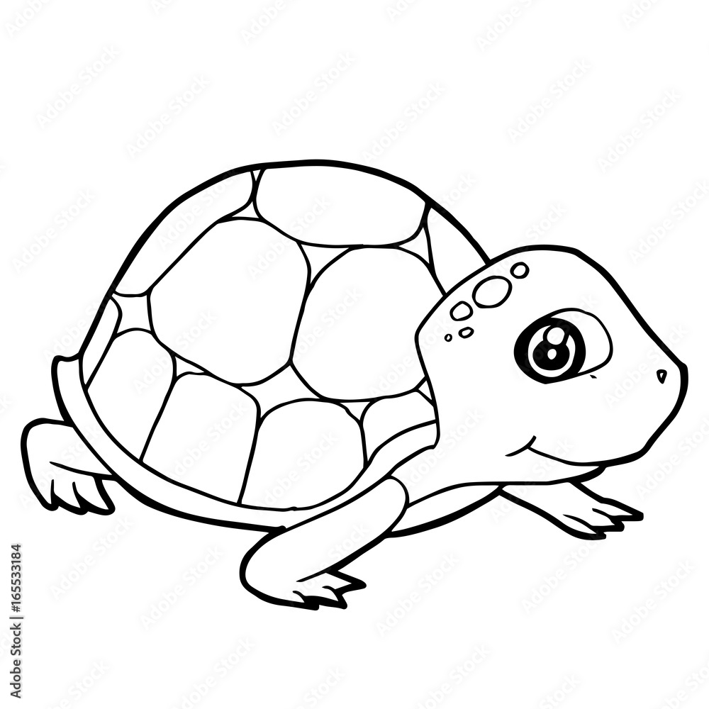 Cartoon cute turtle coloring page vector illustration vector