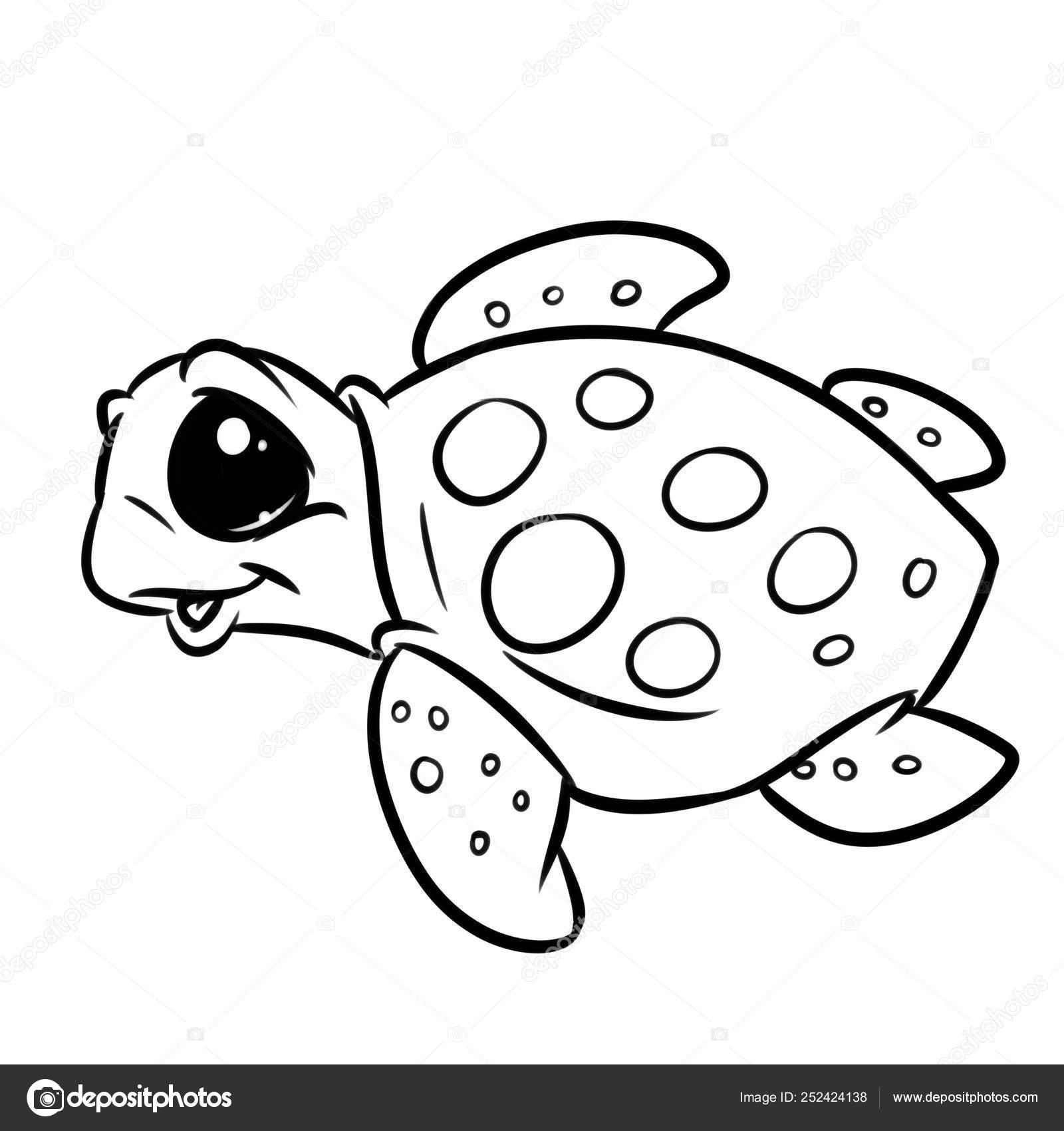 Turtle sea animal character coloring page cartoon stock illustration by efengai