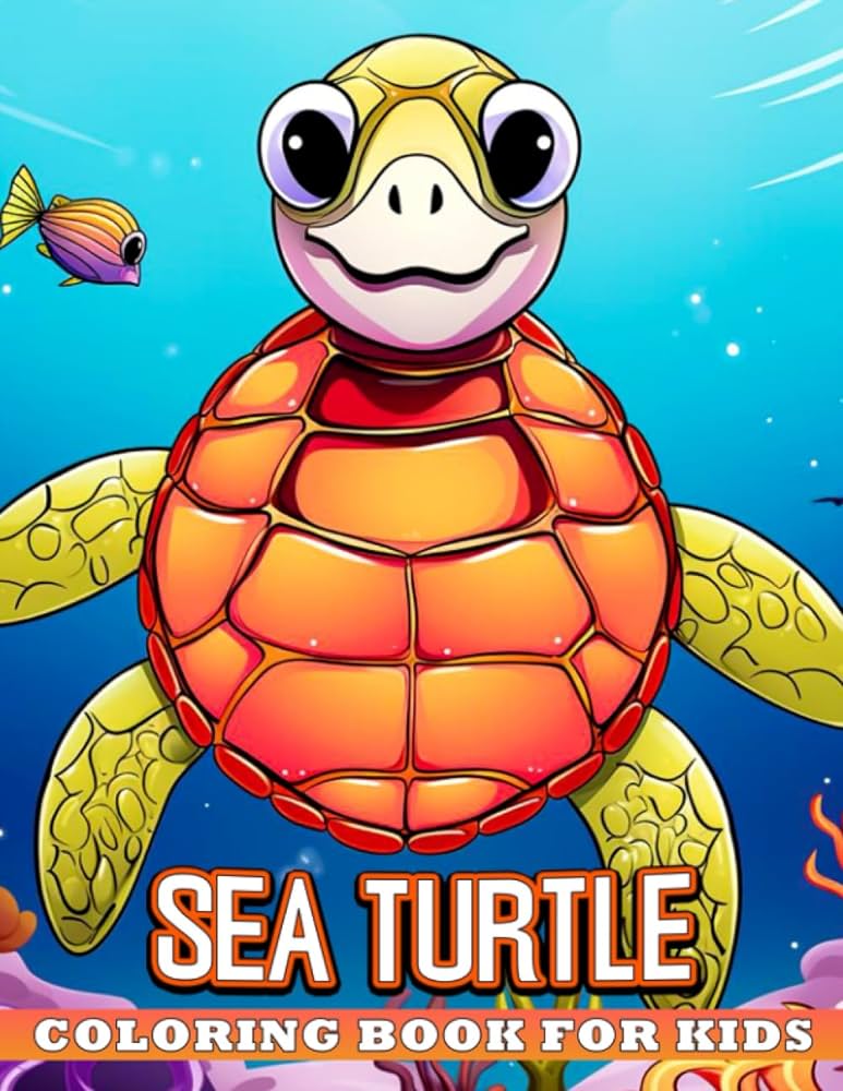 Sea turtle coloring book for kids hand