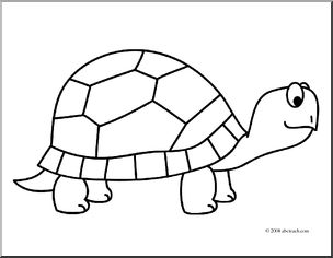 Clip art cartoon turtle coloring page i