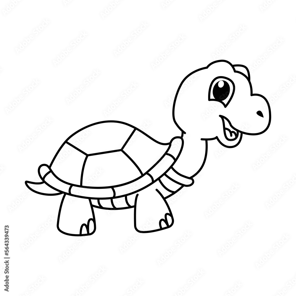 Funny turtle cartoon vector coloring page vector