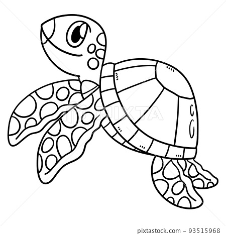 Turtle animal isolated coloring page for kids