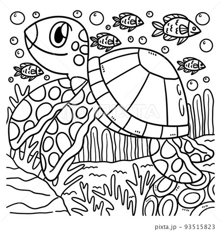 Turtle animal coloring page for kids