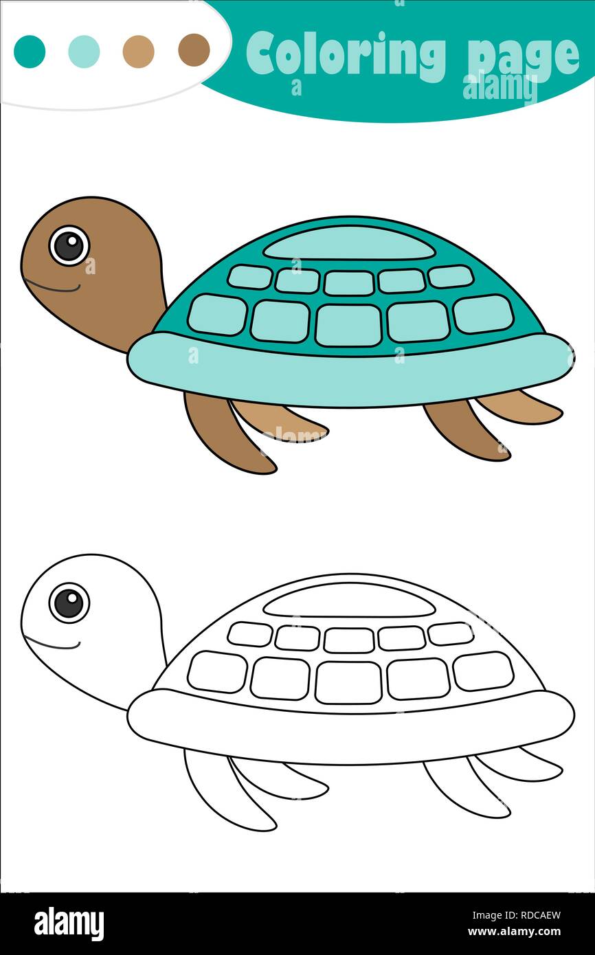 Turtle in cartoon style coloring page education paper game for the development of children kids preschool activity printable worksheet vector stock vector image art