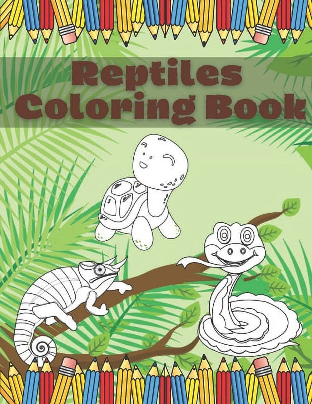 Reptiles coloring book fun and education for kids turtle chameleon snake lizard crocodile pages paperback