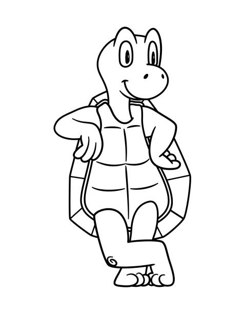 Clip art of outline of turtle stock illustrations royalty