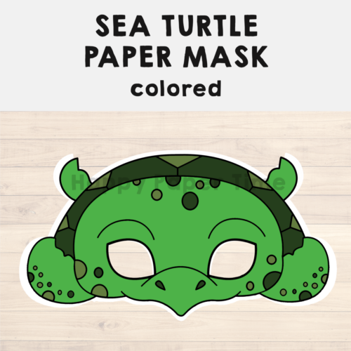 Sea turtle paper mask printable ocean animal craft activity costume made by teachers