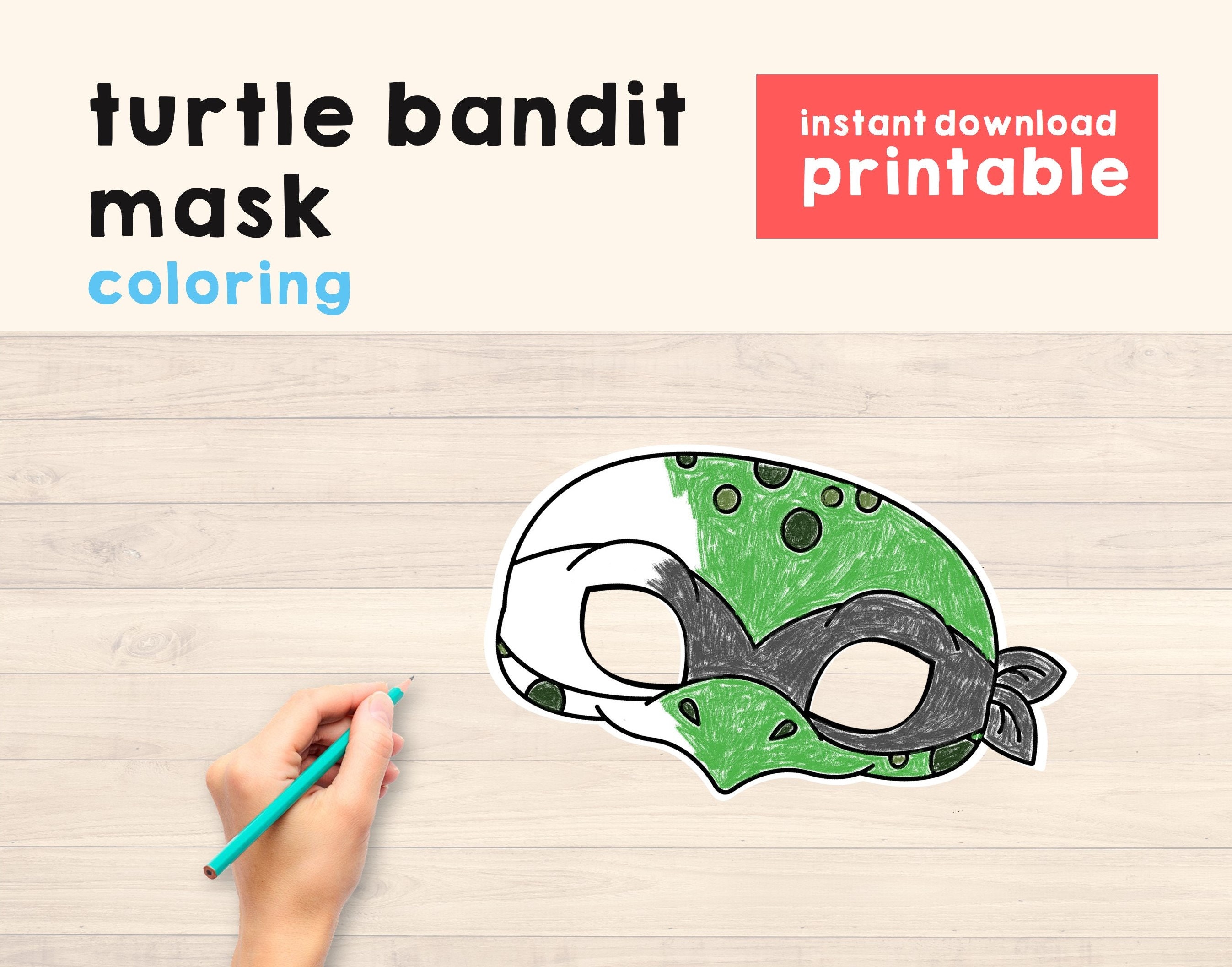 Turtle mask turtle printable mask reptile party favor turtle costume mask reptile mask kids party activity printable instant download