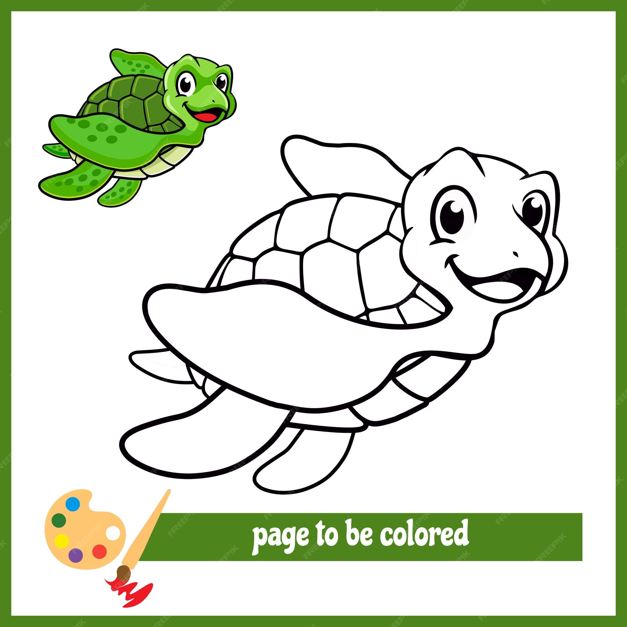 Premium vector cartoon turtle green coloring pictures