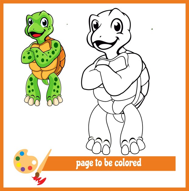 Premium vector cartoon turtle green coloring pictures