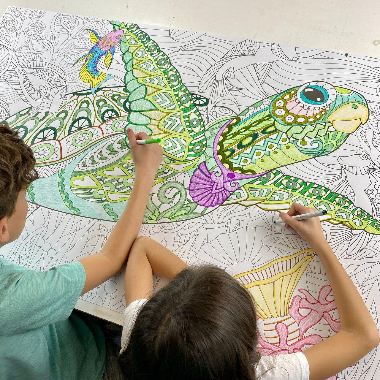 Zentangle turtle huge coloring sheet â