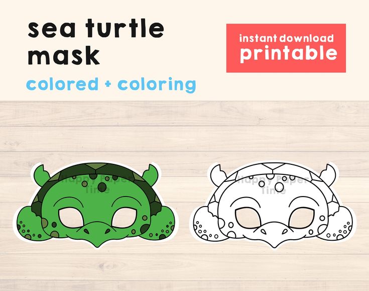 Sea turtle mask template costume kids diy ocean sea animal