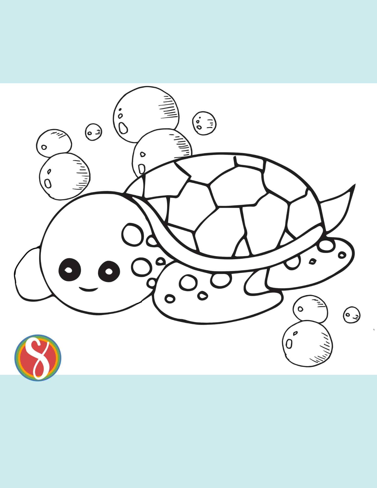 Free turtle coloring pages â stevie doodles