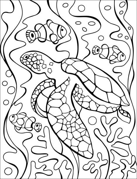 Sketch sea turtle pattern stock photos pictures royalty