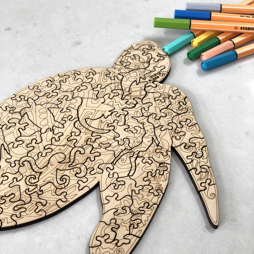 Turtle adult coloring puzzle â liminal puzzle co