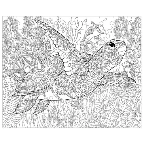 Sea turtle coloring puzzle pieces