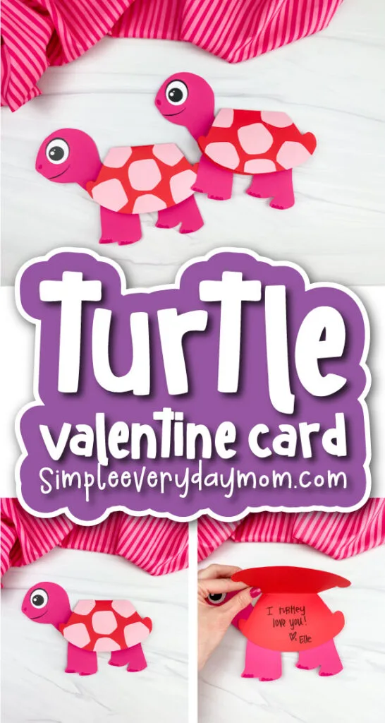 Turtle valentine card craft for kids free template