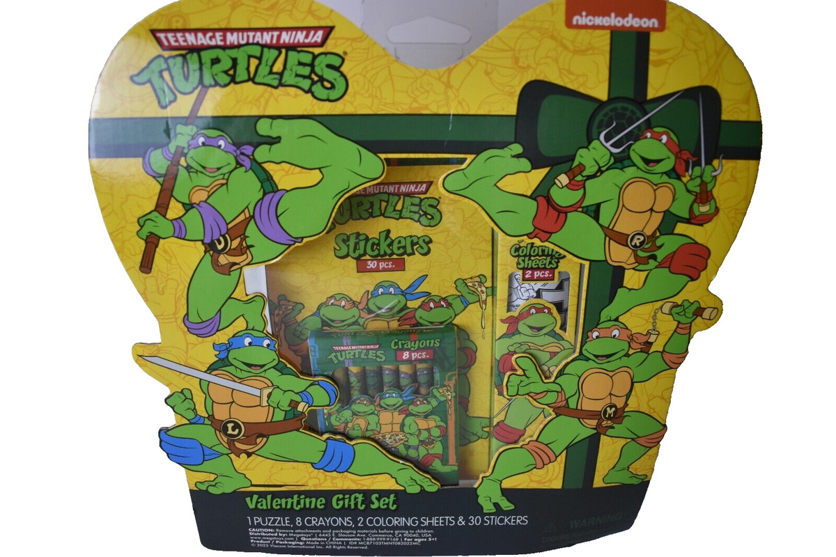 Tmnt teenage mutant ninja turtles valentines day box gift set new kids stickers