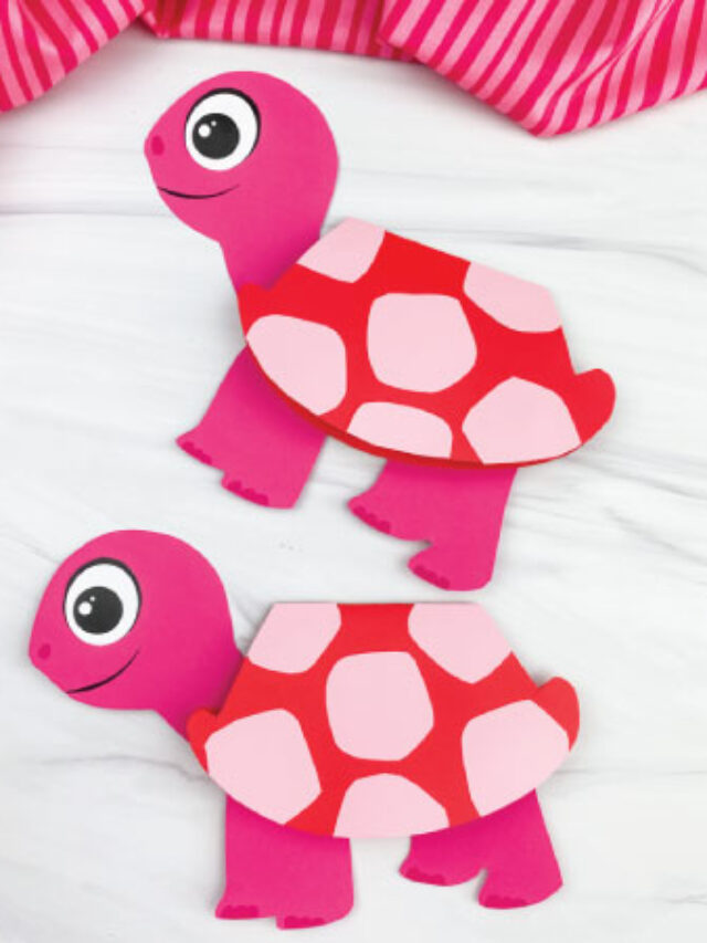 Turtle valentine card craft for kids free template