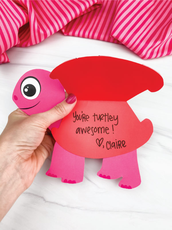 Turtle valentine card craft for kids free template