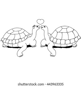 Turtles kissing coloring book couple turtles stock vector royalty free