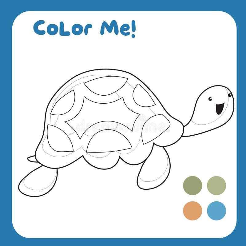 Color me by these colours a turtle the sea animal coloring sea animals worksheet stock vector