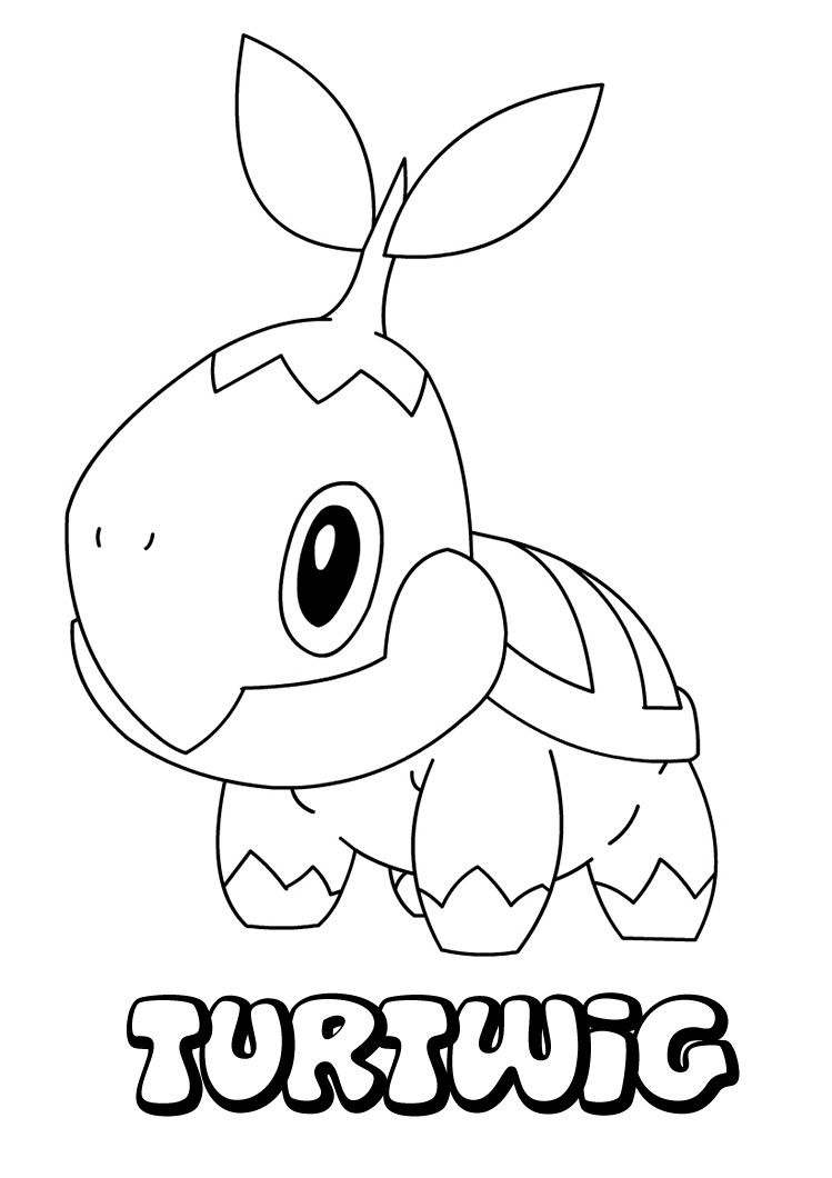 Colorful turtwig pokemon coloring page