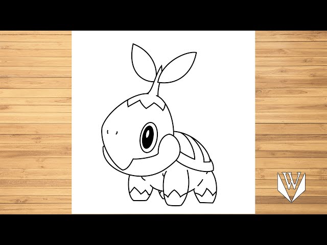How to draw turtwig step by step easy draw free download coloring page