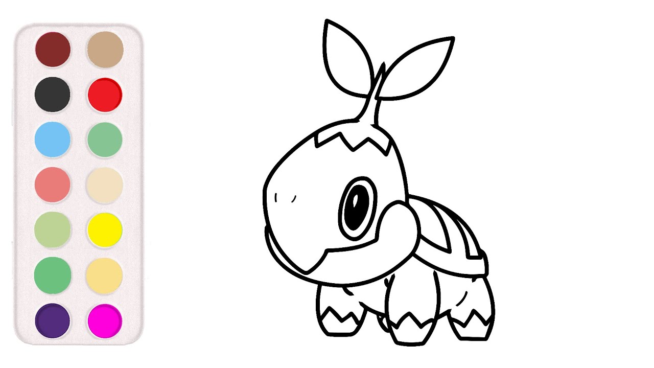 How to draw and paint turtwig from pokemon