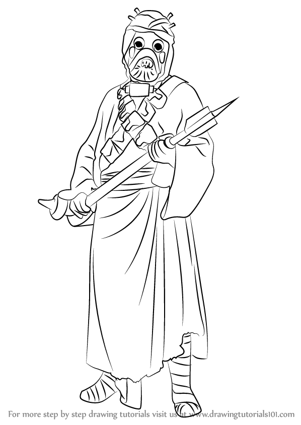 How to draw tusken raider from star wars star wars step by step