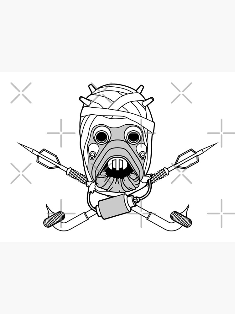 Tusken raider cross bones art board print for sale by glewprint