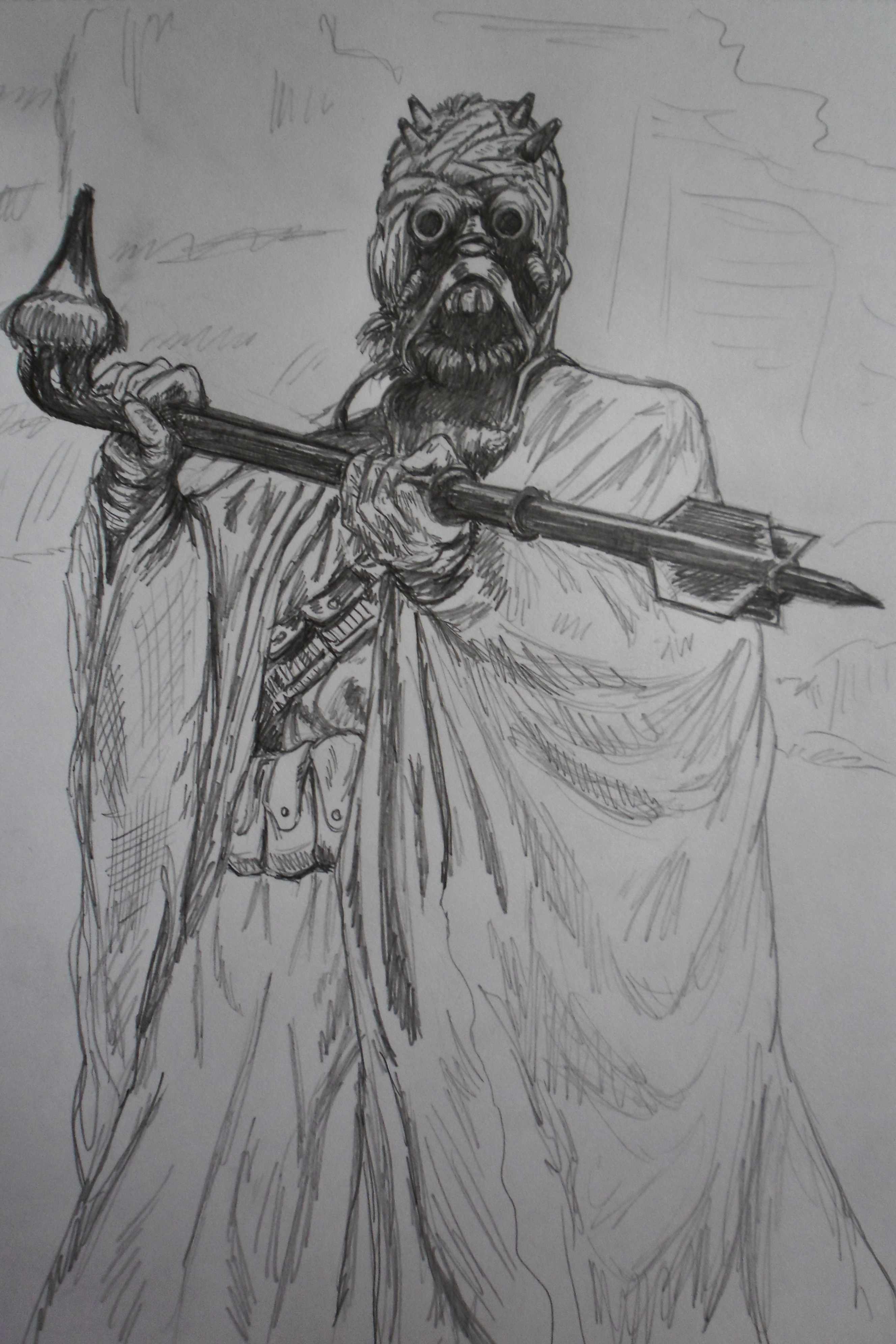 Tusken raider wip pencil sketch