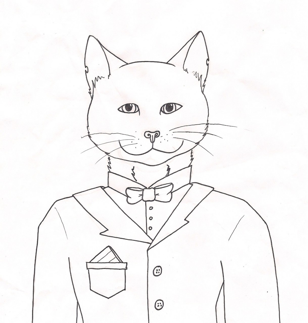 Coloring page tuxedo cat by katethemarten
