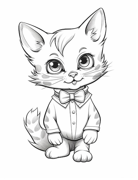 Premium ai image coloring pages of cats with bow ties and tuxedo generative ai