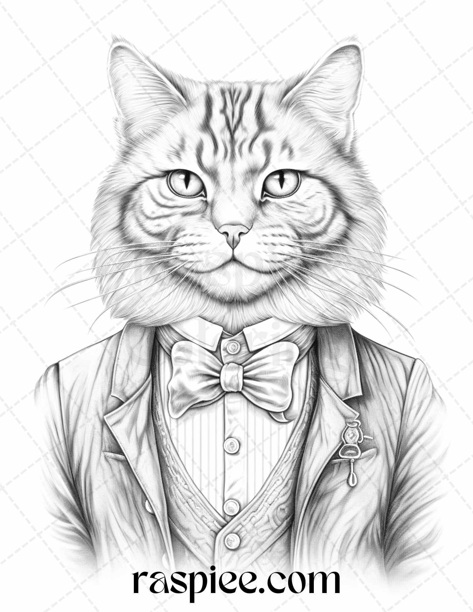 Gentleman cat grayscale coloring pages printable for adults kids pdf â coloring