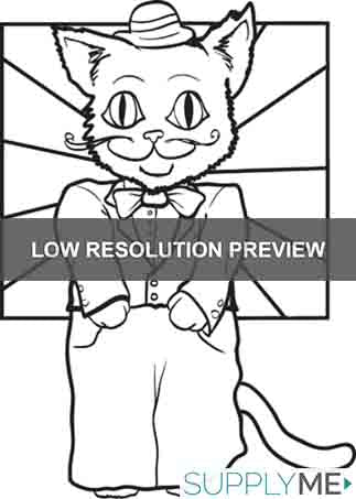 Cat dressed in a suit printable coloring page for kids â