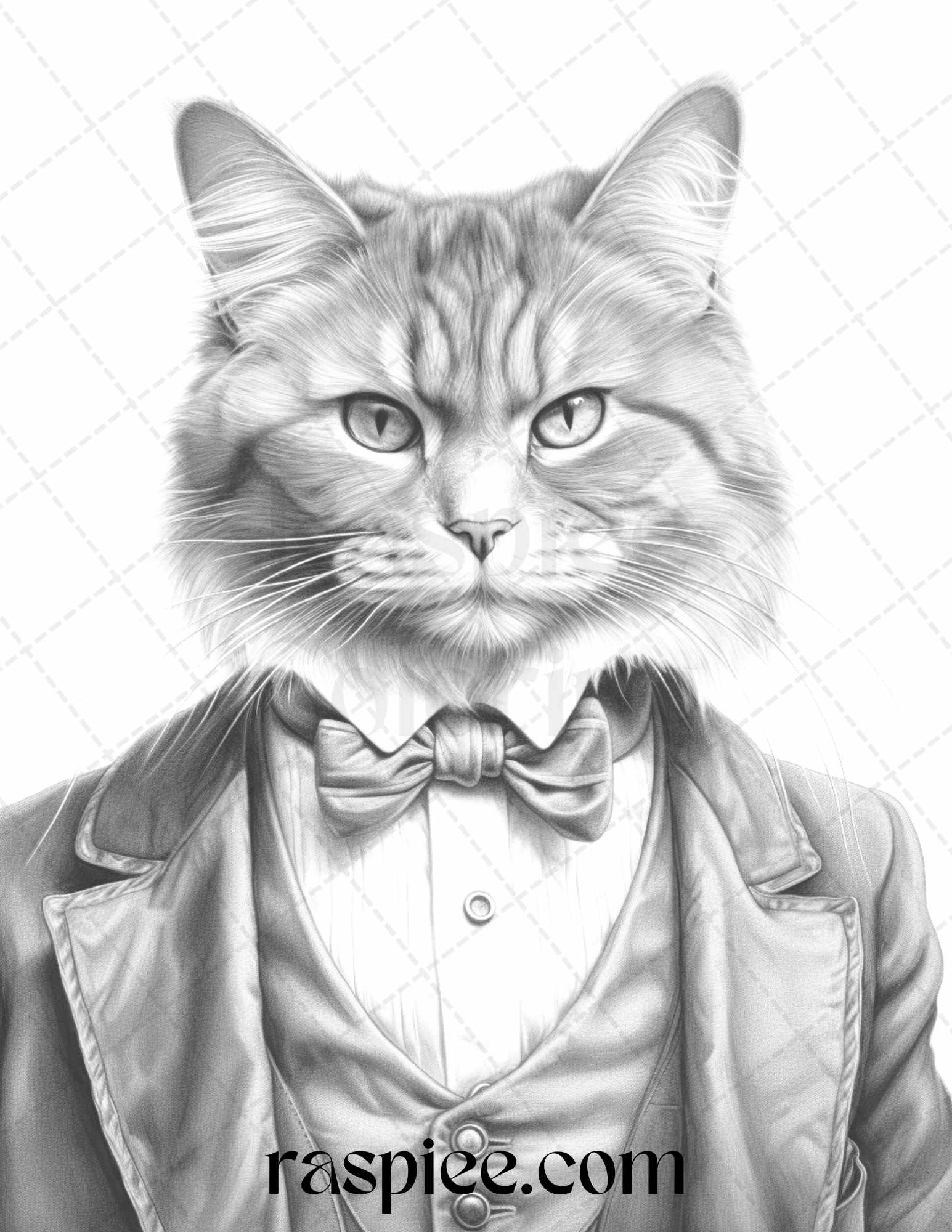 Gentleman cat grayscale coloring pages printable for adults kids pdf â coloring
