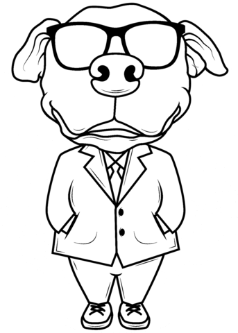 Anthropomorphic dog wearing suit and sunglasses coloring page free printable coloring pages
