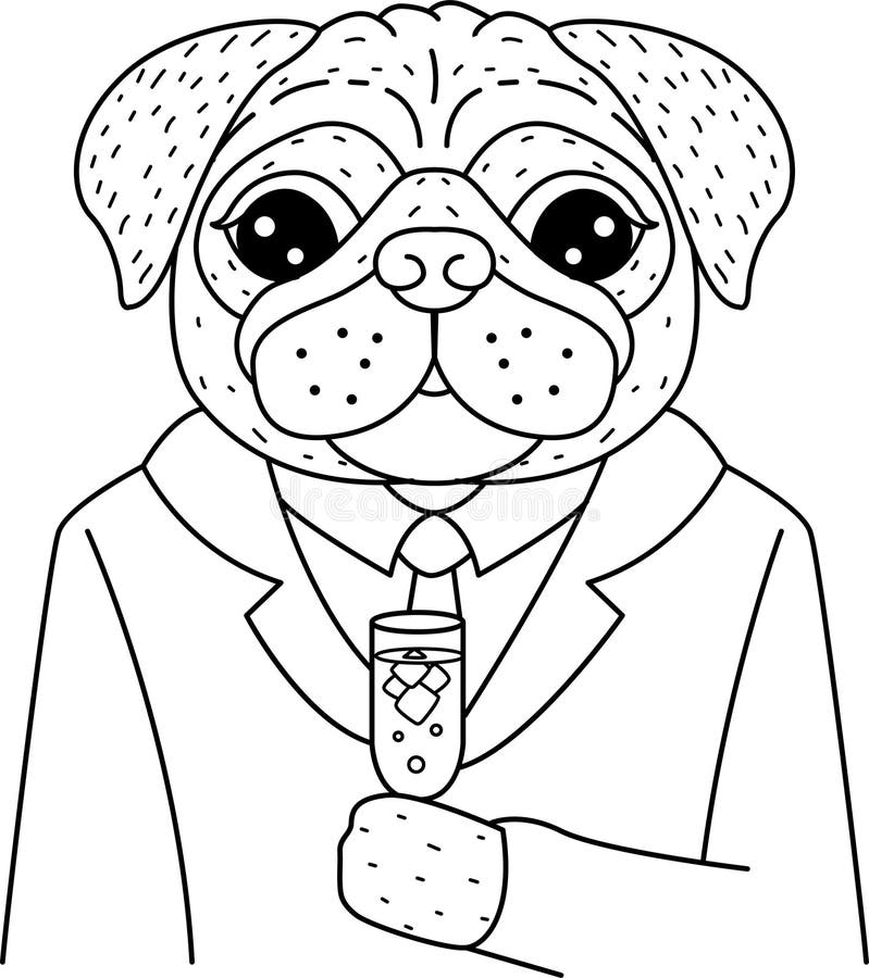 Pug coloring stock illustrations â pug coloring stock illustrations vectors clipart