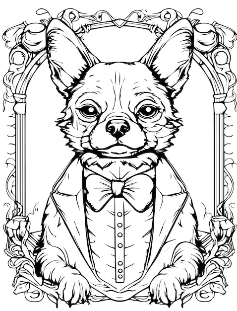 Premium vector d outline dog wearing suit